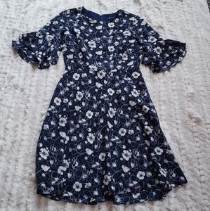 Brooks Brothers Navy and White Floral Short Sleeve Dress Size 4